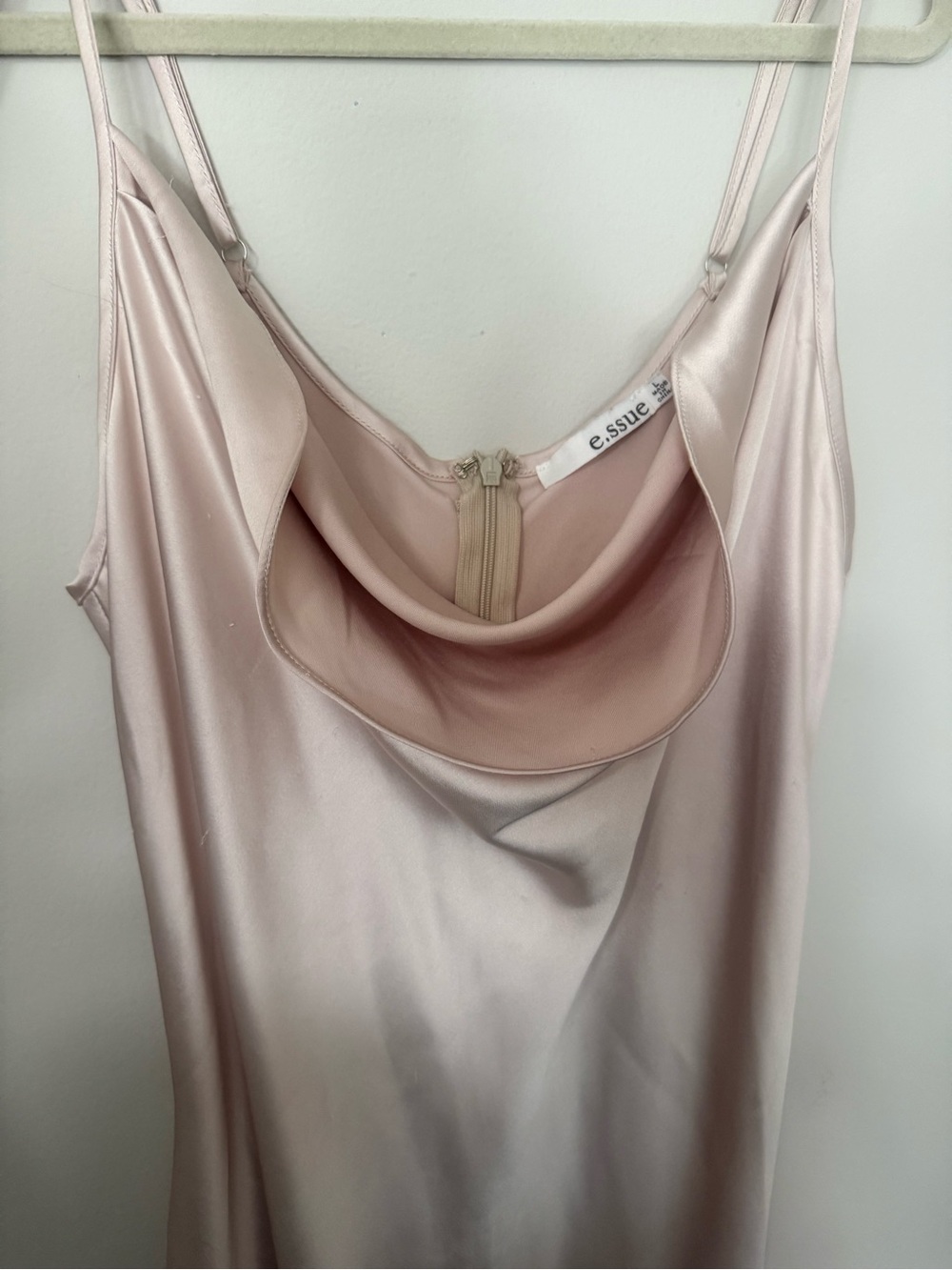 Blush Satin Slip Dress - Elegant Cowl Neck